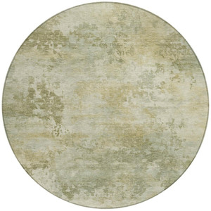 8' Sage And Beige Round Abstract Washable Indoor Outdoor Area Rug - 880016850024