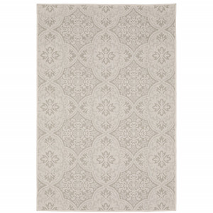 6' X 9' Ivory Floral Stain Resistant Indoor Outdoor Area Rug - 606114583240