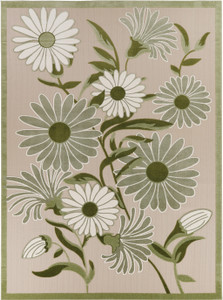 12' X 15' Ivory And Green Floral Indoor Outdoor Area Rug