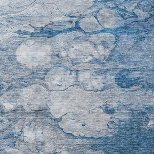 9' X 12' Denim Blue And Sky Blue Abstract Washable Indoor Outdoor Area Rug - 608219095291