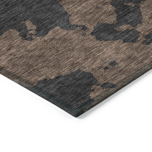 9' X 12' Chocolate And Charcoal Abstract Washable Indoor Outdoor Area Rug