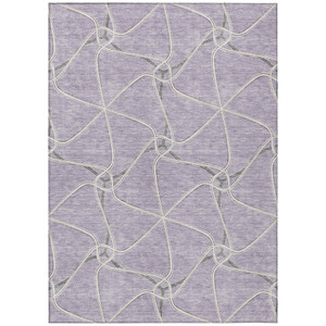 8' X 10' Lavender And Ivory Geometric Washable Indoor Outdoor Area Rug - 880016467055