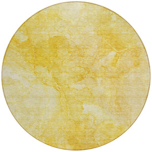 8' Gold And Yellow Round Nautical Washable Indoor Outdoor Area Rug