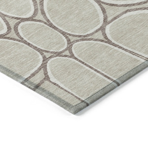8' X 10' Beige And Brown Abstract Washable Indoor Outdoor Area Rug - 608219156268