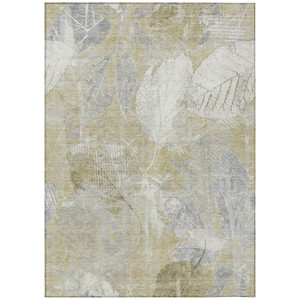 8' X 10' Beige And Ivory Floral Washable Indoor Outdoor Area Rug - Beige, Ivory