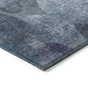 8' X 10' Gray and Blue Abstract Washable Non Skid Indoor Outdoor Area Rug