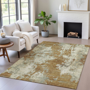 8' X 10' Terra Cotta And Beige Abstract Washable Indoor Outdoor Area Rug - Terra Cotta, Beige