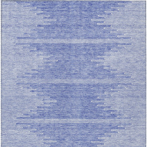 9' X 12' Denim Blue And Ivory Abstract Washable Indoor Outdoor Area Rug