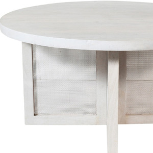 36" White Solid Wood Round Cross Legs Coffee Table