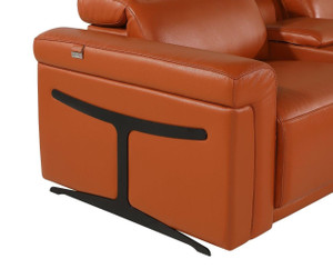 Camel Italian Leather Modular L Shaped Eight Piece Corner Sectional With Console - 880016562408