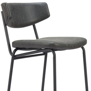 Modern Set of Two 30" Black Faux Leather and Steel Low Back Bar Height Bar Chairs for Living Room Bedroom Office