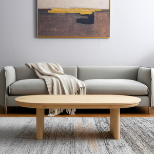 54" Natural Solid Wood Oval Solid Coffee Table - 880016591705