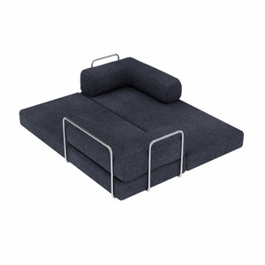82" Blue Chenille Convertible Futon Sleeper Sofa