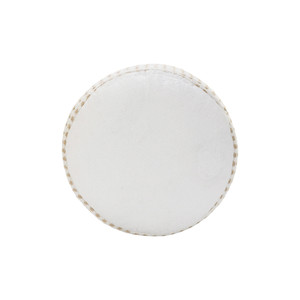 18" White Jute Blend Round Geometric Pouf Ottoman