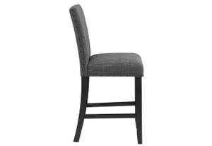 26" Gray and Black Wood and Fabric Counter Height Bar Chair - 880016597332