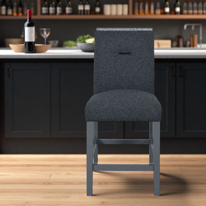 25" Dark Gray Wood and Suede Counter Height Bar Chair