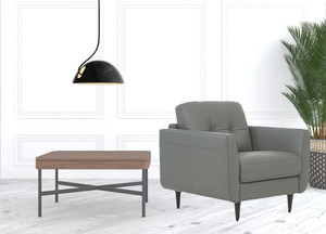 35" Pesto Green Genuine Leather And Black Tufted Arm Chair - 606114699033