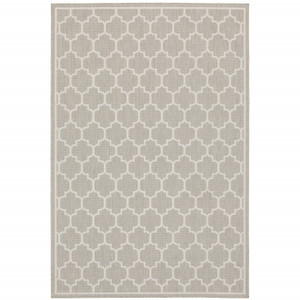 8' X 10' Grey Geometric Stain Resistant Indoor Outdoor Area Rug - 606114583073