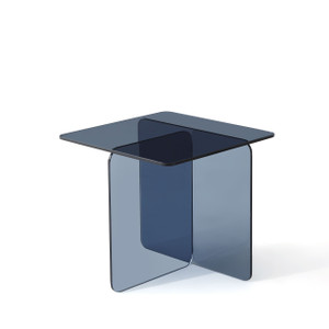 16" Smoky Black Glass Square Cross Legs End Table