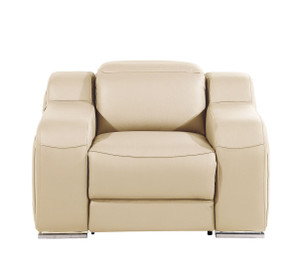 41" Beige Italian Leather Wall Hugger Recliner With USB