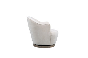 27" Off White Fabric Swivel Barrel Chair