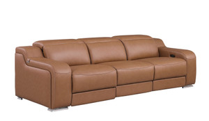 103" Chestnut Italian Leather Reclining USB Sofa