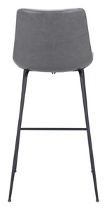 31 " Gray And Black Steel Low Back Bar Height Bar Chair