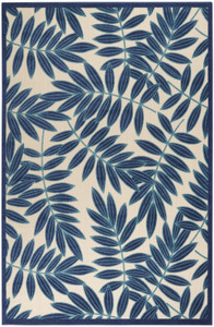 7’ x 10’ Navy and Beige Leaves Indoor Outdoor Area Rug - 4512822815794 7’ x 10’ Navy and Beige Leaves Indoor Outdoor Area Rug - 4512822815794