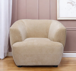 39" Beige And Black Faux Shearling And Upholstered Arm Chair - 608219109332