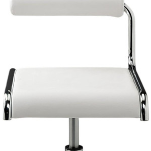 Set of Two White and Silver Metal and Faux Leather Low Back Adjustable Height Bar Chairs