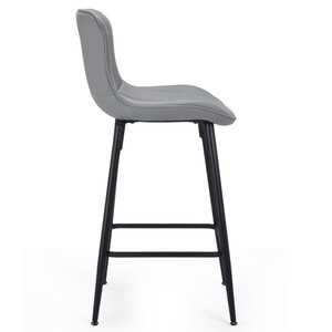 Set of Two 27" Gray and Black Faux Leather and Metal Low Back Counter Height Bar Chairs