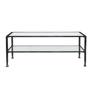 48" Black Glass And Metal Rectangular Coffee Table