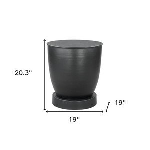 20" Black Iron Round Pedestal End Table
