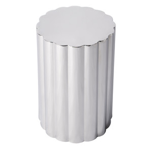 18" Silver Stainless Steel Block End Table