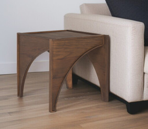24" Brown Wood Modern Arched Square End Table - 880016468458