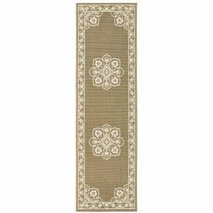 2' X 8' Tan Oriental Stain Resistant Indoor Outdoor Area Rug - 606114582946 2' X 8' Tan Oriental Stain Resistant Indoor Outdoor Area Rug - 606114582946