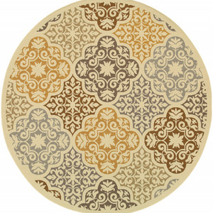 7' Round Ivory Grey Floral Medallion Indoor Outdoor Area Rug - 4512822759173 7' Round Ivory Grey Floral Medallion Indoor Outdoor Area Rug - 4512822759173