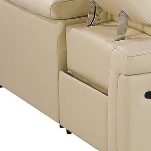 Beige Italian Leather Power Reclining U Shaped Eight Piece Corner Sectional With Console - 880016567892