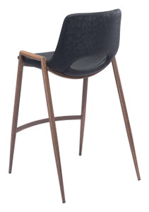 Set of Two 26" Black and Brown Faux Leather and Steel Low Back Counter Height Bar Chairs