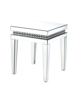 Homeroots Living Room 24" Square End Table, Silver Mirrored