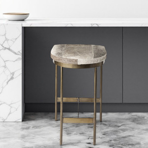 29" Gray Iron Backless Bar Chair