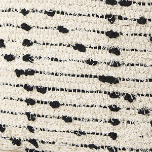 16" Cream And Black Cotton Geometric Cube Pouf Ottoman