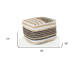 18" Tan Jute Ottoman - 606114790587