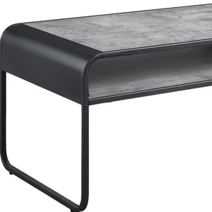 42" Gray and Black Concrete And Metal Sled Coffee Table With Shelf