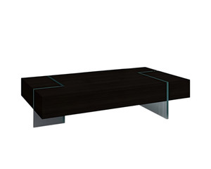53" Black And Clear Wood And Glass Sled Coffee Table