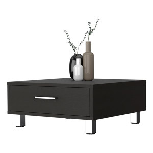 24" Black Coffee Table With Drawer