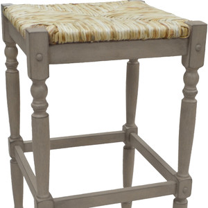 29" Natural And Gray Solid Wood Backless Bar Height Bar Chair - 606114717799