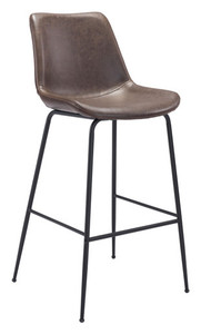 31" Brown and Black Steel Low Back Bar Height Bar Chair - 808230065345