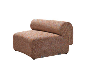 Orange Boucle Modular Curved Three Piece Sectional With Toss Pillows - 880016848526