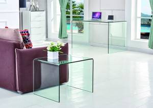 19" Clear Glass Sled End Table